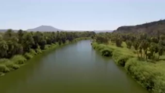 SAN IGNACIO BCS MEXICO-2023: River With A Mountain In The Background