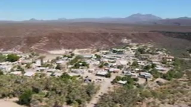 SAN IGNACIO BCS MEXICO-2023: Aerial View of Small Town in the Middle of a Desert