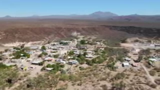 SAN IGNACIO BCS MEXICO-2023: Aerial View of Small Desert Town