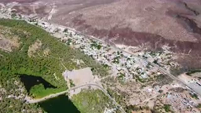 SAN IGNACIO BCS MEXICO-2023: Aerial Small Town With A River And A Road