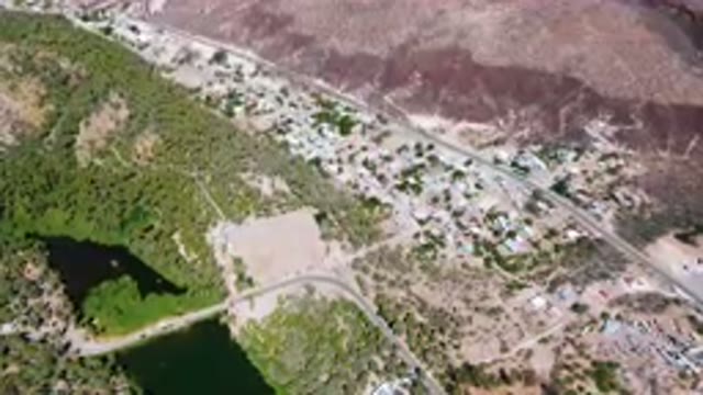 SAN IGNACIO BCS MEXICO-2023: Aerial View of Small Town With Lake and Road