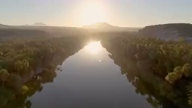SAN IGNACIO BCS MEXICO-2023: River With Trees And Mountains In The Background