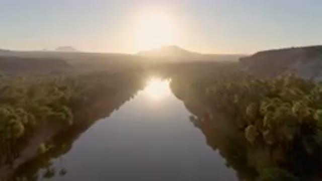 SAN IGNACIO BCS MEXICO-2023: River With Trees And Mountains In The Background
