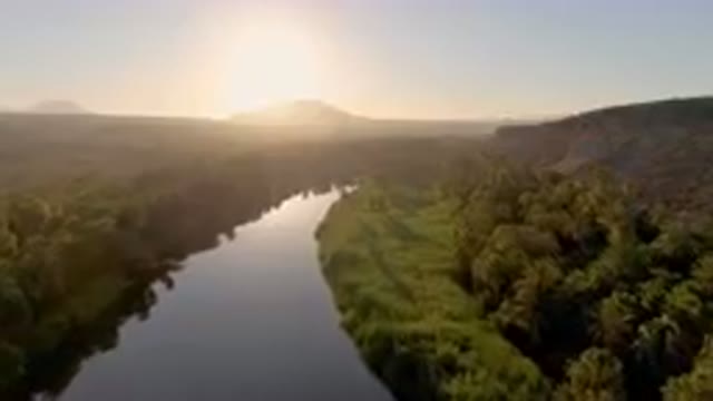 SAN IGNACIO BCS MEXICO-2023: River With A Mountain In The Background