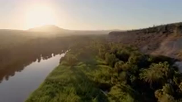 SAN IGNACIO BCS MEXICO-2023: River With A Mountain In The Background