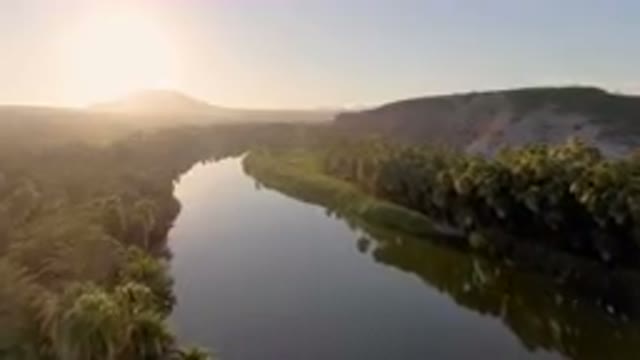 SAN IGNACIO BCS MEXICO-2023: River With A Mountain In The Background