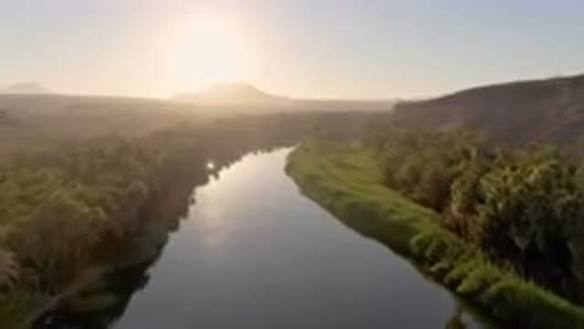 SAN IGNACIO BCS MEXICO-2023: River With A Mountain In The Background