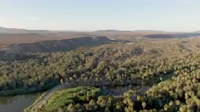 SAN IGNACIO BCS MEXICO-2023: Aerial River And Forest With A Bridge