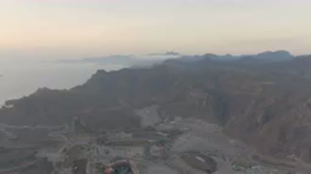 DANZANTE BAY LORETO BCS MEXICO-2023: Aerial View of Mountains, City and Body of Water
