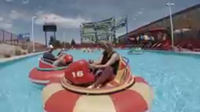 Oct. 6, 2019. Denver, Colorado-Happy Family in Water Amusement Ride
