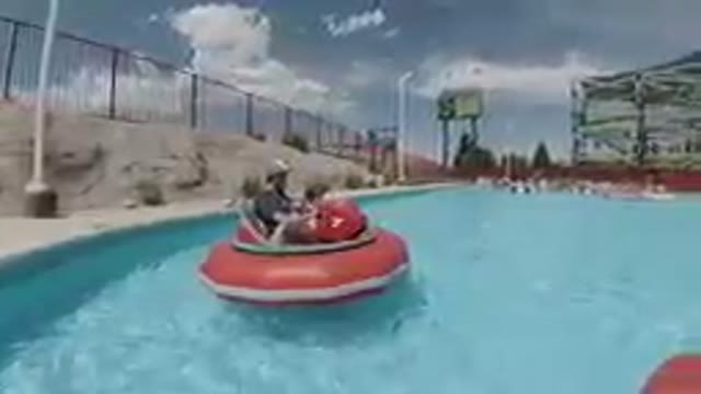 October 6, 2019- Denver, Colorado-Amusement Park: Bumper Boats Fun and Splashing Family Activity