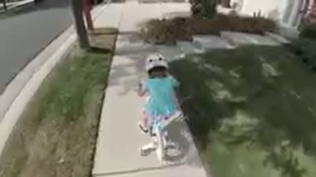 Colorado, United States-2019: Little Girl Enjoying her First Bicycle