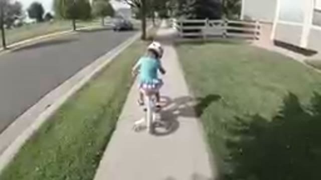Colorado, United States-2019: Little Girl Biking Slowly
