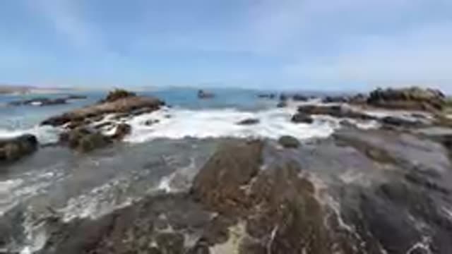 CABO BAJA CALIFORNIA SUR MEXICO-2019: Ocean Waves Crashing On Rocky Coastline