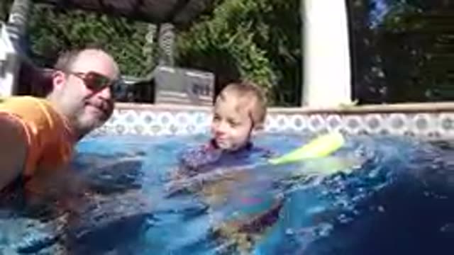 CABO BAJA CALIFORNIA SUR MEXICO-2019: Father And Son Swimming In Pool