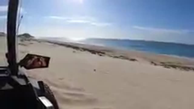CABO BAJA CALIFORNIA SUR MEXICO-2019: Point Of View Driving Off Road Vehicle On Beach