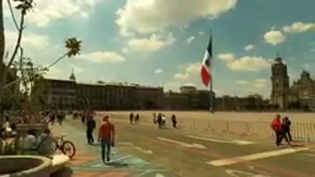 MEXICO CITY MEXICO-Aug. 30, 2023- People Walking Past A Fenced Off Plaza