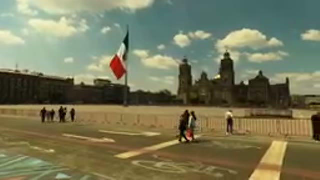 MEXICO CITY MEXICO-Aug. 30, 2023- People Walking Around Zocalo Square