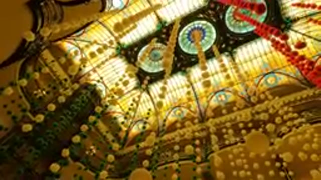 MEXICO CITY MEXICO-2023: Historic Stained Glass Ceiling