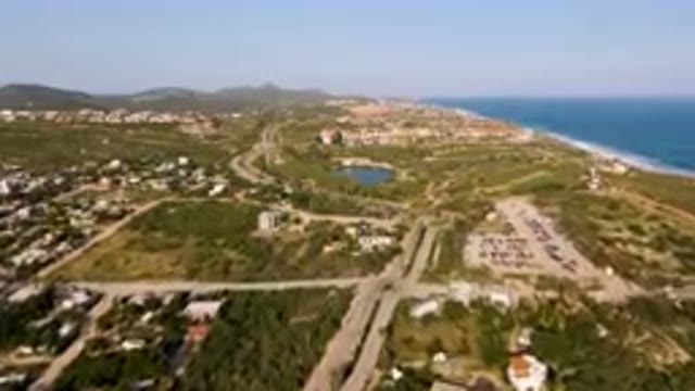 PUERTO LOS CABOS BCS MEXICO-2023: Aerial City With Beach And Body Of Water