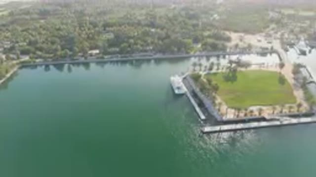 PUERTO LOS CABOS BCS MEXICO-2023: Aerial View of Large Body of Water With Boat