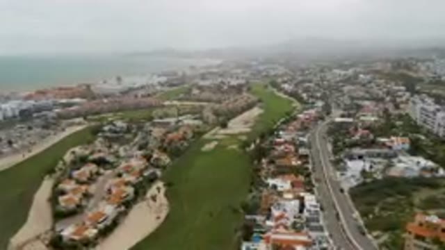 SAN JOSE DEL CABO BCS MEXICO-2023: Aerial Golf Course With Lush Fairways and Desert Scenery