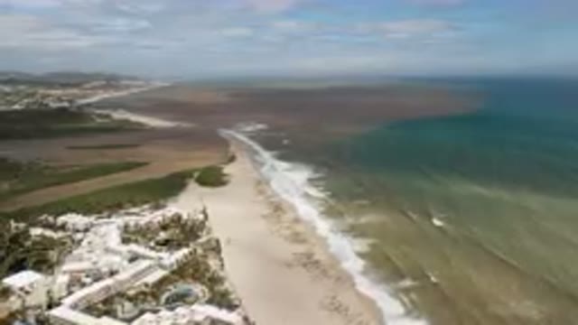SAN JOSE DEL CABO BCS MEXICO-2023: Aerial Beach And Ocean With A Few Buildings