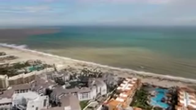 SAN JOSE DEL CABO BCS MEXICO-2023: Aerial Beach And Resort Area With A Pool And