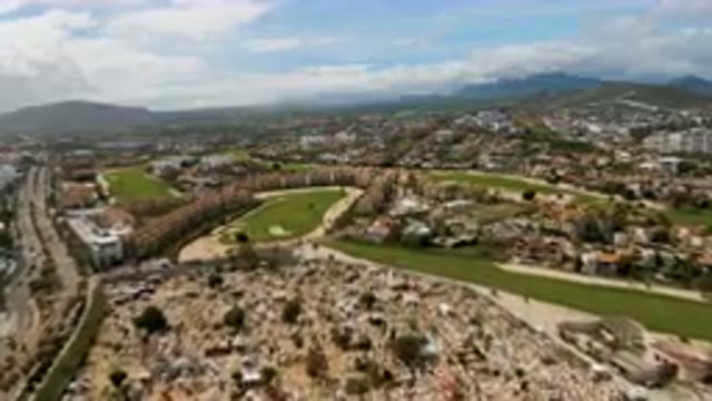 SAN JOSE DEL CABO BCS MEXICO-2023: Aerial Cemetery In A City With A Golf Course