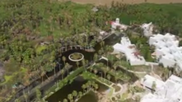SAN JOSE DEL CABO BCS MEXICO-2023: Aerial Park With A Pond And A Fountain