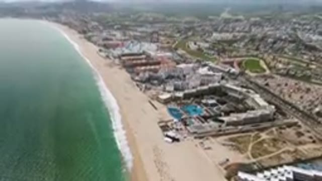 SAN JOSE DEL CABO BCS MEXICO-2023: Aerial Beach And Resort Area With A Pool And
