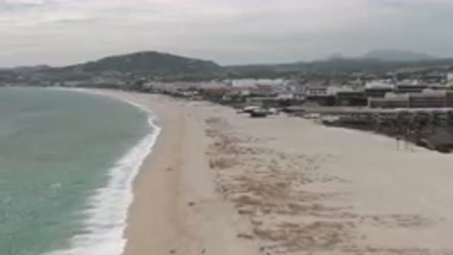 SAN JOSE DEL CABO BCS MEXICO-2023: Aerial View of Beach With Sand and Water
