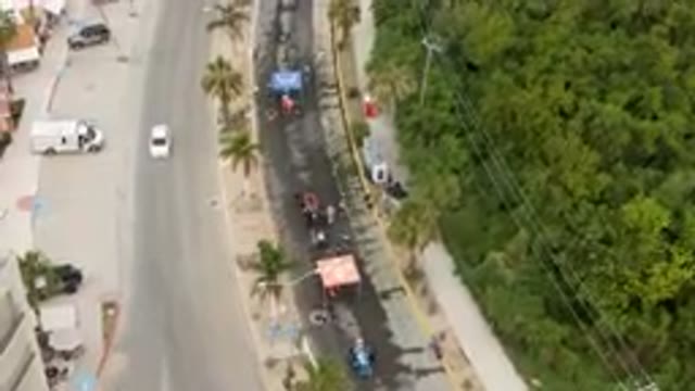 SAN JOSE DEL CABO BCS MEXICO-2023: Aerial Street View of Marathon Participants