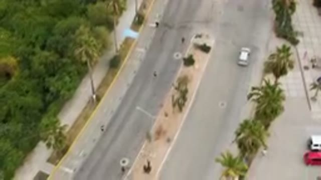 SAN JOSE DEL CABO BCS MEXICO-2023: Aerial Street With Cars And Palm Trees In The