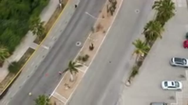 SAN JOSE DEL CABO BCS MEXICO-2023: Overhead Street With Cars Parked On The Side