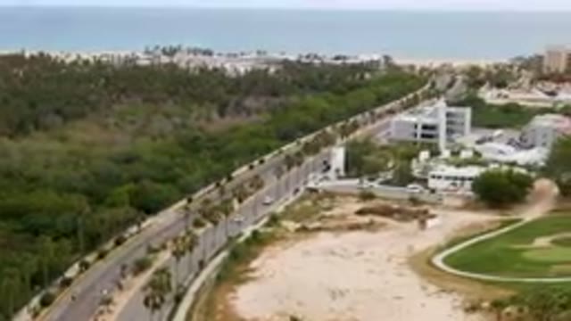 SAN JOSE DEL CABO BCS MEXICO-2023: Aerial Beach And Road With Beach In The
