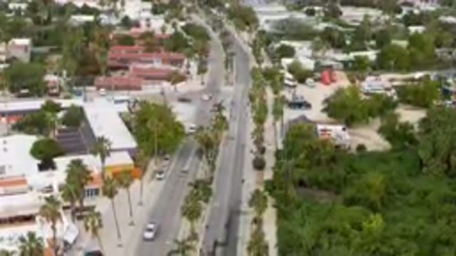 SAN JOSE DEL CABO BCS MEXICO-2023: Aerial City Street With a Few Cars Driving