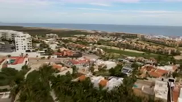SAN JOSE DEL CABO BCS MEXICO-2023: Aerial View of Coastal City With Beach and Ocean
