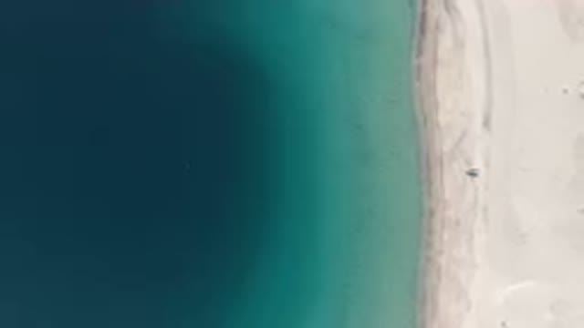 LOS FRAILES BCS MEXICO-2023: Aerial Beach With Two Boats On Calm Waters