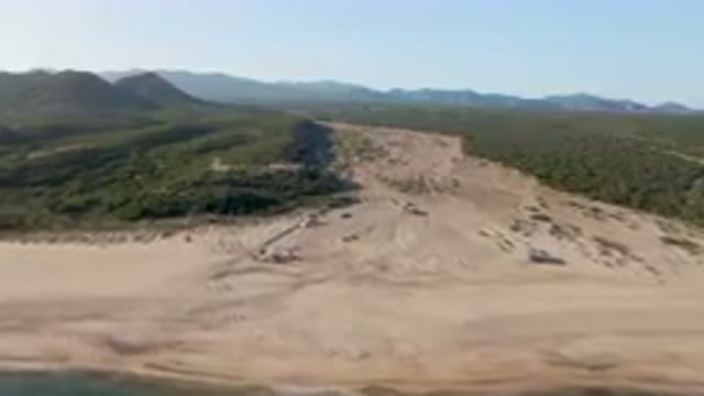 LOS FRAILES BCS MEXICO-2023: Aerial Beach With A Lot Of Sand And Mountains