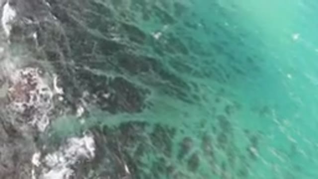 SHIPWRECKS BEACH LOS CABOS BCS MEXICO-2023: Aerial View From Above Over Green Ocean Waves