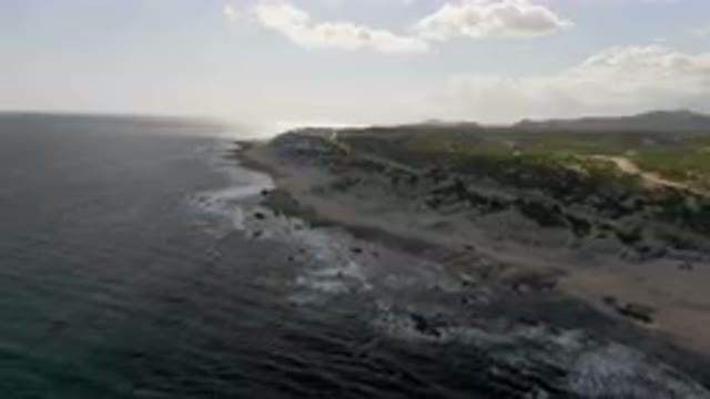 SHIPWRECKS BEACH LOS CABOS BCS MEXICO-2023: Aerial View of Shipwreck on Sandy Shore