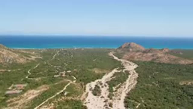 CABO PULMO BCS MEXICO-2023: Aerial Winding Road In A Mountainous Area With A