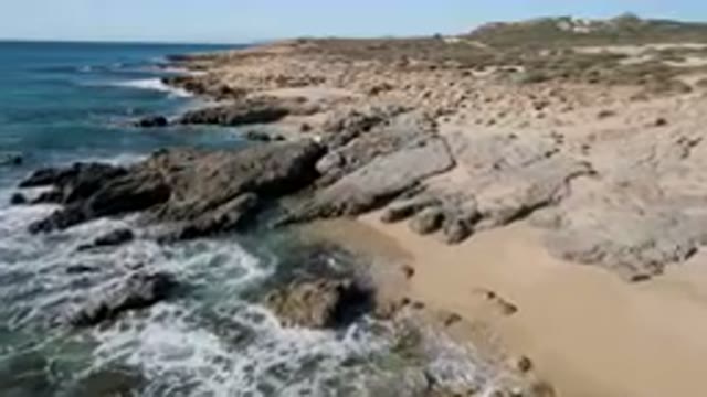 LAGUNA BEACH LOS CABOS BCS MEXICO-2023: Rocky Beach With Ocean Waves and No People