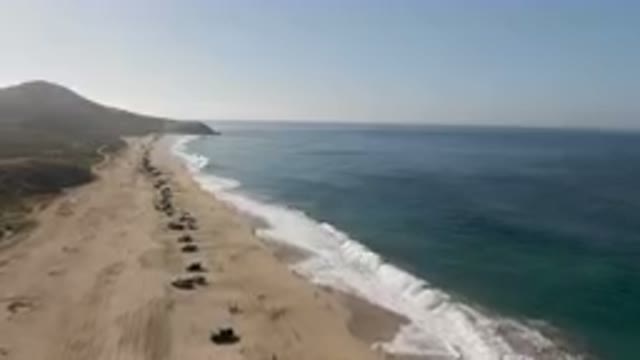 MIGRINO BCS MEXICO-2023: Vehicles Parked On A Beach Next To The Ocean