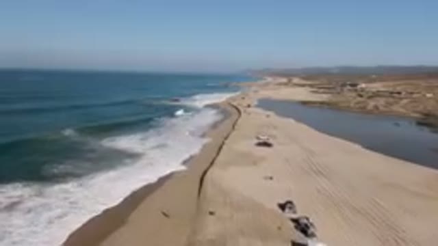 MIGRINO BCS MEXICO-2023: Aerial View of Beach and Ocean with People