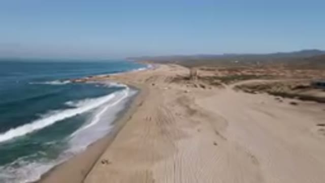 MIGRINO BCS MEXICO-2023: Aerial View Of Beach With Sand And Waves