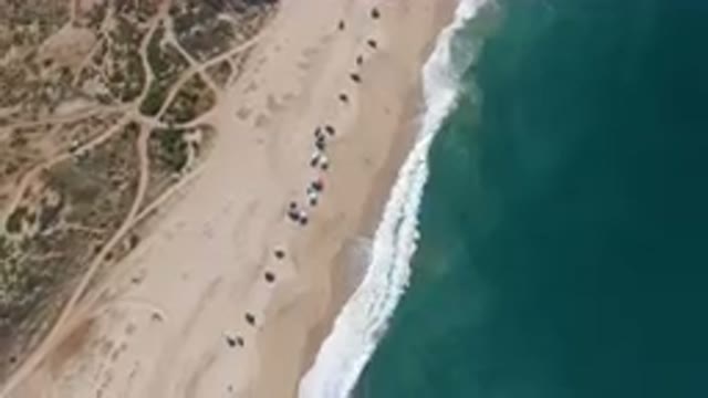 MIGRINO BCS MEXICO-2023: Aerial Beach With People Walking On It