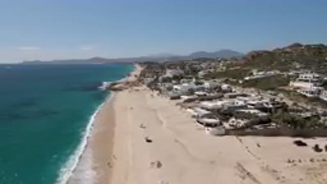 LAGUNA BEACH LOS CABOS BCS MEXICO-2023: Aerial View of Beachside Homes and Turquoise Waters