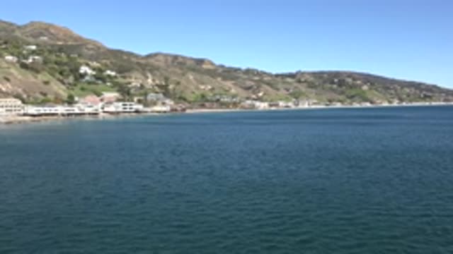 MALIBU CALIFORNIA-2020: View From The Water Looking Across Ocean Toward Homes On